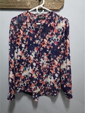 A.N.A Petite Large Womens Floral Blouse